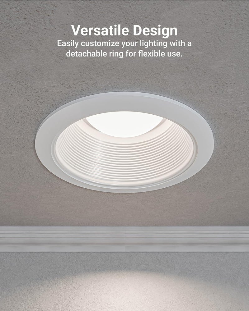 Sunco Lighting سنكو 12 عبوة 6 بوصة إطار ضوء السقف، بفلر خطوة مع حلقة قابلة للفصل، إطار ضوء مدمج أبيض - Image 2